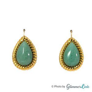VTG KJL Kenneth Jay Lane Semi-Precious Gemstone Gold Tone Leverback Earrings